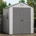 Mrosaa 6x6 FT Large Outdoor Storage Shed,HDPE Resin Outdoor Storage Sheds Weather Resistant,Lockable Garden Sheds with Windows for Home/Garden Tools/Backyard/Lawn Mower/Bike Storage(Gray)