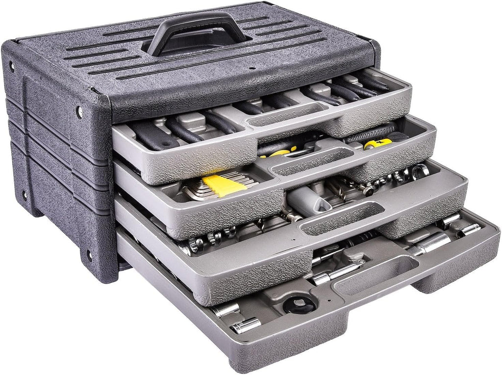 JEGS 99-Piece Tool Set with Carry Case - Pliers, Socket Screwdriver, Wrench, Hex Key, Electrical Repair Kit