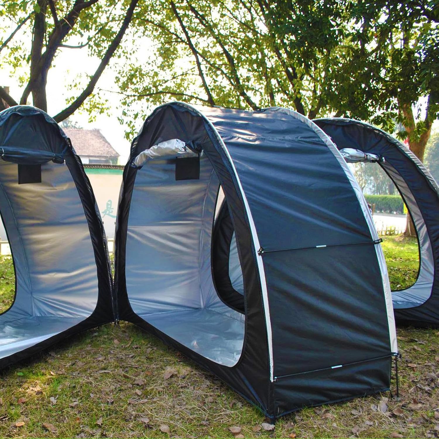 2 PCS Bicycle Tent Can Be Spliced Small Shed Outdoor Storage with Double Doors for 2-5 Bikes Bike Storage Shed,Black
