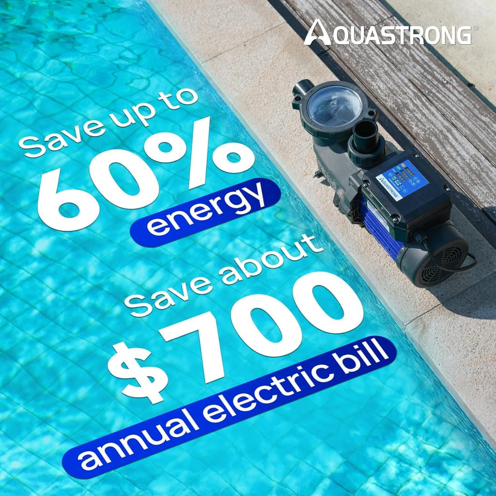Aquastrong In/Above Ground Pool Pump Dual Speed with Timer High Flow Self Primming Swimming Pool Pump,Blue