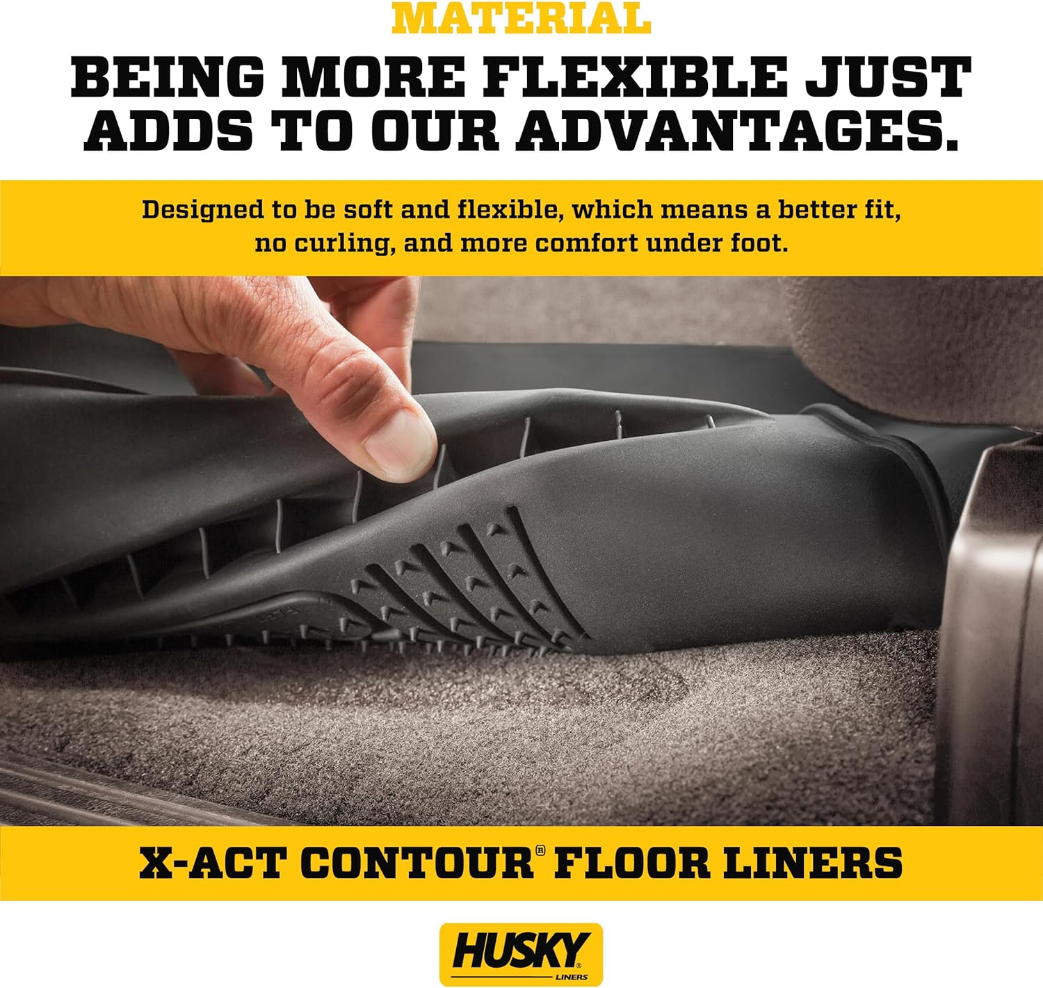 Husky Liners X-act Contour Floor Mats | Fits 2022-2026 Toyota Tundra, CREWMAX CAB ONLY | Front & 2nd Row, 3-pc Black - 53798