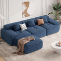 122' Modern Boneless Couches for Living Room, Convertible L Shaped Modular Sectional Sofa,4 Seater Cloud Couch Sofa Set, Blue 1 PCS