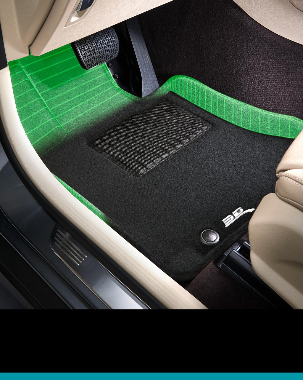 3D MAXpider Custom Fit Elegant Floor Mat (Black) Compatible with Tesla Model Y 5-Seat 2020 - Full Set
