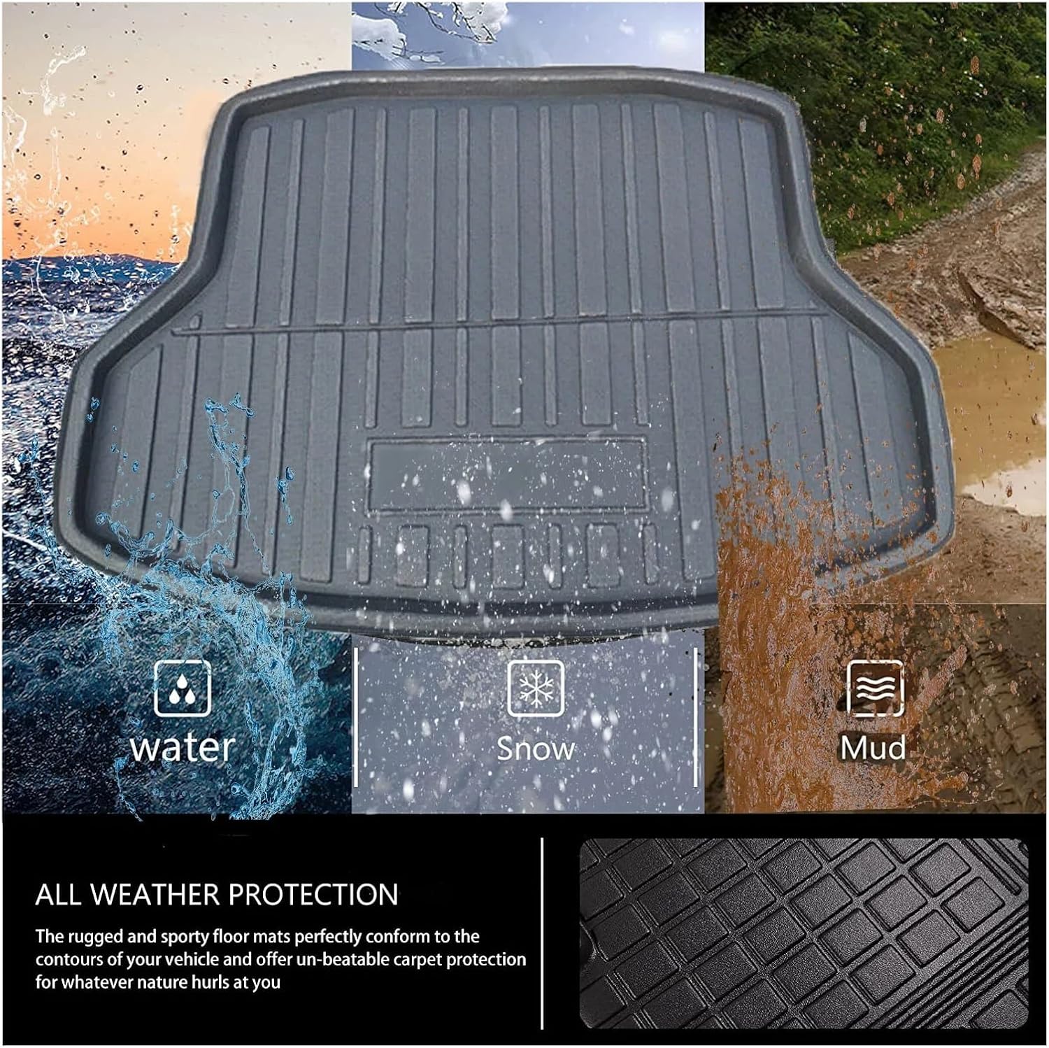 Compatible with Toyota RAV4 RAV 4 2008 Vanguard 2007 XA30 2006~2012 2009 Rear Trunk Tray Cargo Boot Liner Mat Floor Carpet Car Accessories
