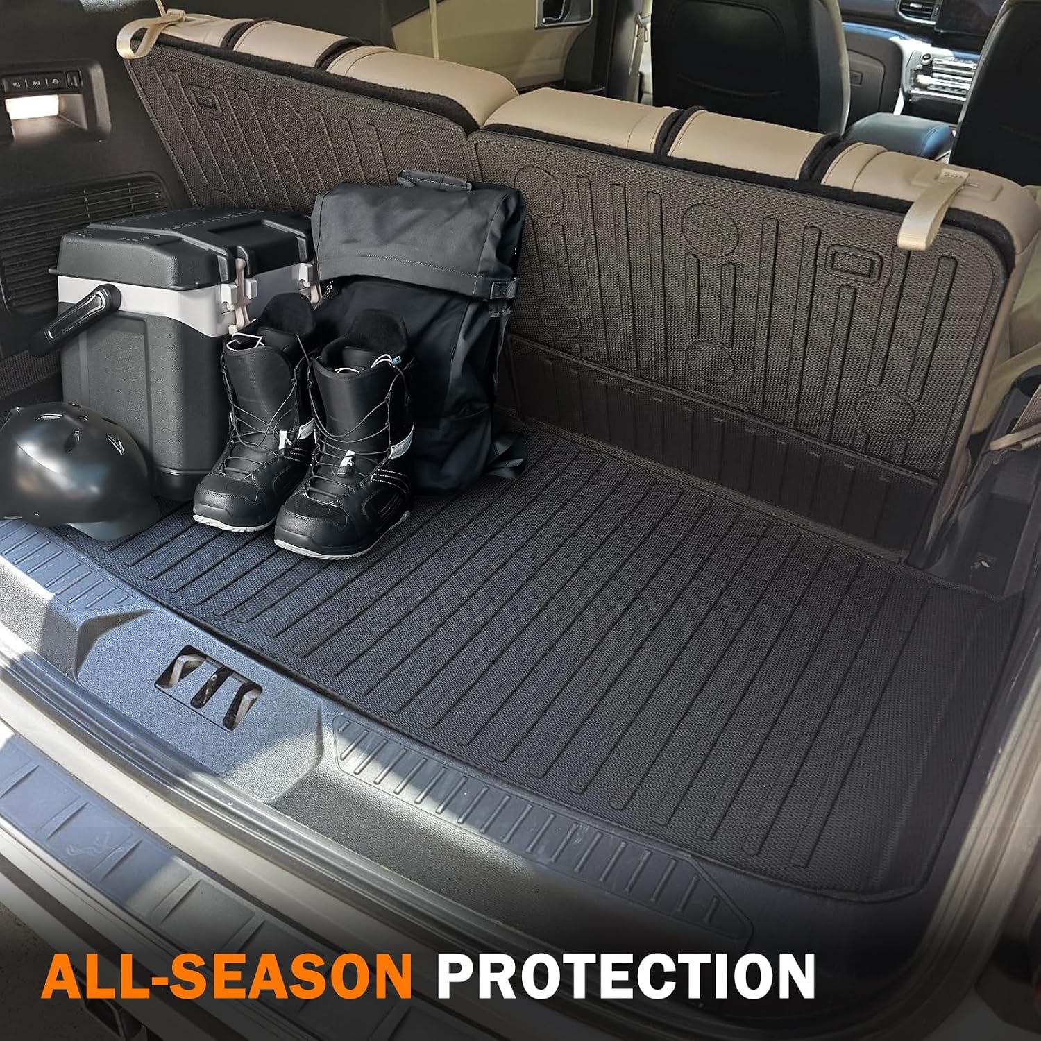 KUST Floor Mats Trunk Mat for 2020-2025 2026 Ford Explorer 7 Seats, Cargo Liner Backrest Mat for Explorer Accessories, TPE Rubber All Weather Protection High Edge (7 Seater Only)