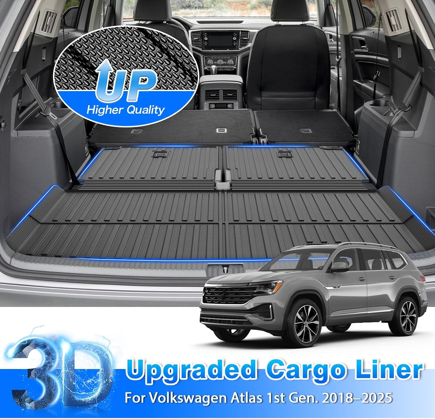 Cartist Floor Mats for Volkswagen Atlas 2018-2025 2026 (Only for 7 Seats, Not for Cross Sport), All Weather Cargo Liners for VW Atlas Accessories, Heavy Duty Car Mats, Car Accessories