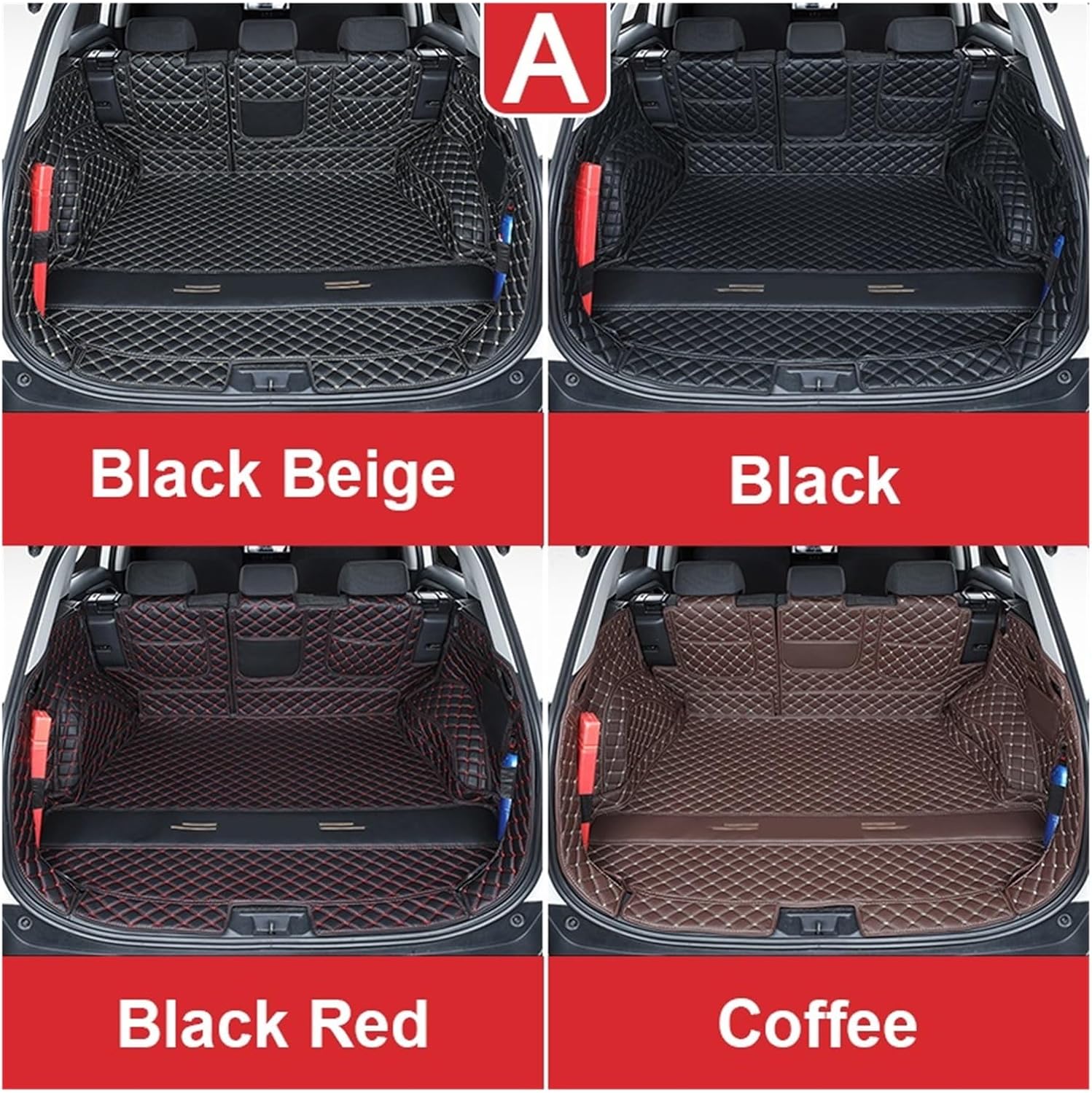 Leather Car Trunk Mats，Compatible with Toyota RAV4 RAV 4 XA50 （2019-2023） Anti-Dirty Protector Tray Cargo Liner Accessories Styling(Black Beige)