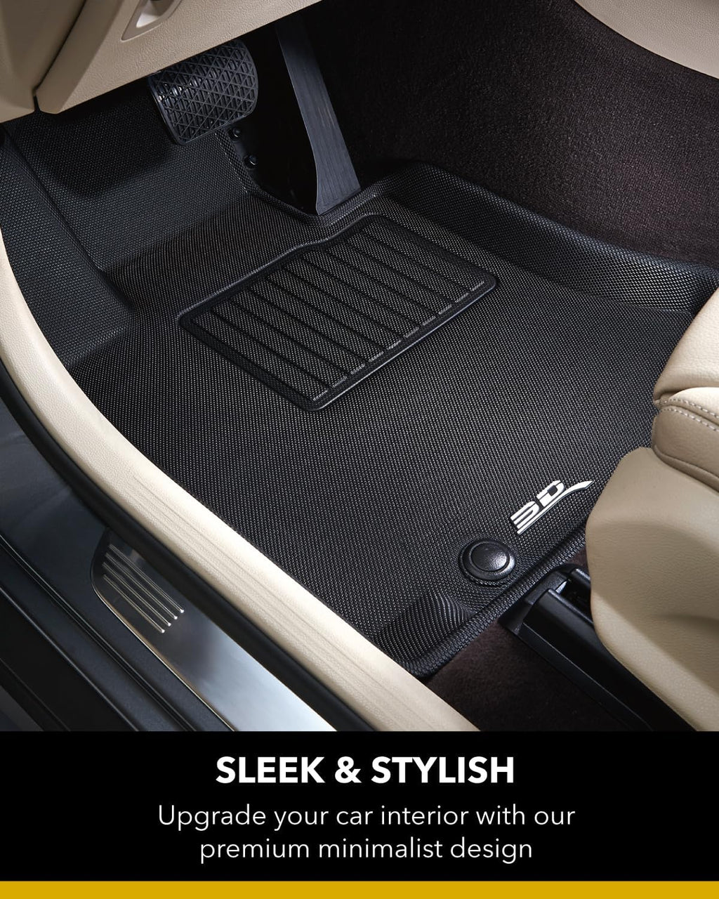 3D MAXpider Custom Fit Kagu Floor Mat (Black) Compatible with Tesla Model Y 5-Seat 2021-2025 - Full Set