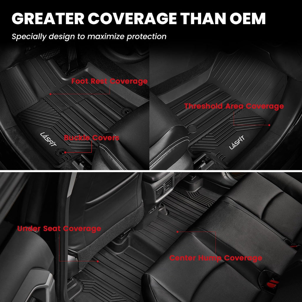 LASFIT Floor Mats & Backrest Mats & Trunk Mat for Toyota RAV4 2019-2025 (Not Fit Hybrid) All Weather TPE Custom Fit Floor Liners Car Mats Accessories, 1st & 2nd Row & Seatback & Cargo Mats