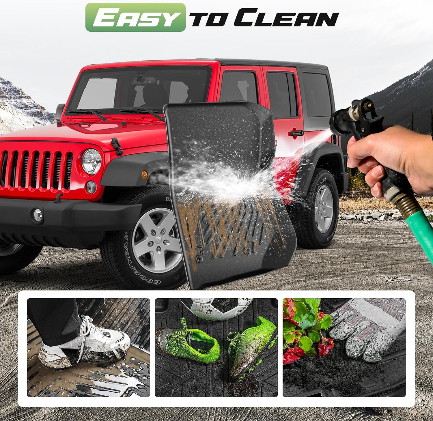 Cartist Floor Mats for Jeep Wrangler JK 4-Door 2007-2018, All Weather Cargo Mat for Wrangler Accessories, Heavy Duty TPE Cargo Liners, Car Accessories