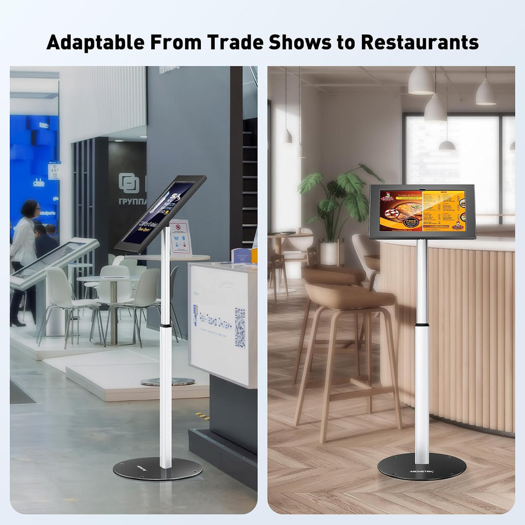 AboveTEK Tablet Floor Stand, Anti-Theft Kiosk Stand, Height Adjustable Tablet Stand Floor with Locking System, for 14.6' Samsung Galaxy Tab S8 Ultra, S9 Ultra, S10 Ultra, S11 Ultra, for Retail & POS