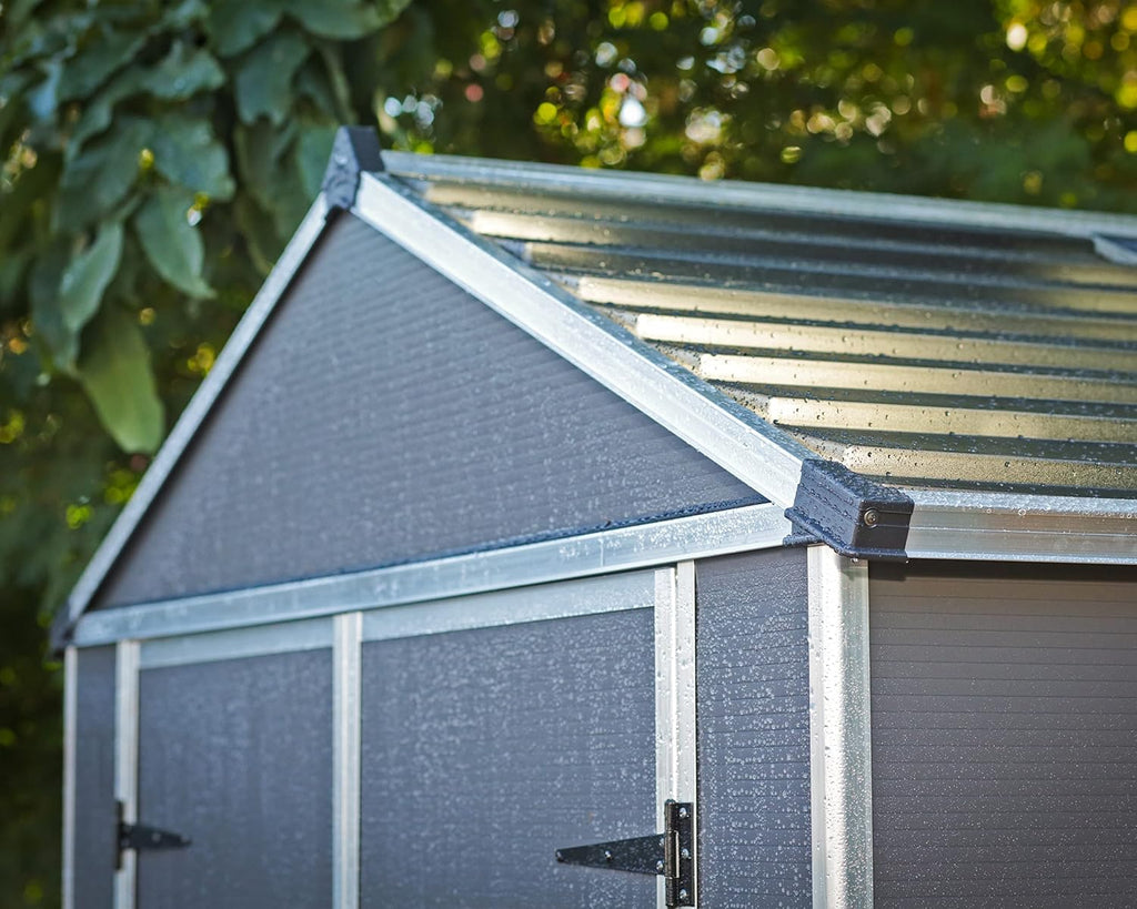 Palram - Canopia Rubicon Storage Shed, 6'x10' DIY Backyard Shed, Gray Polycarbonate Panels and Aluminum Frame, Sheds & Outdoor Storage for Lawn Mower, Bike, Garden Tools, Outdoor Storage Box Shed