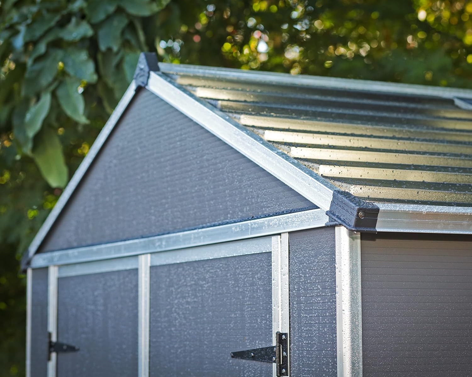 Palram - Canopia Rubicon Storage Shed, 6'x12' DIY Backyard Shed, Gray Polycarbonate Panels and Aluminum Frame, Sheds & Outdoor Storage for Lawn Mower, Bike, Garden Tools, Outdoor Storage Box Shed