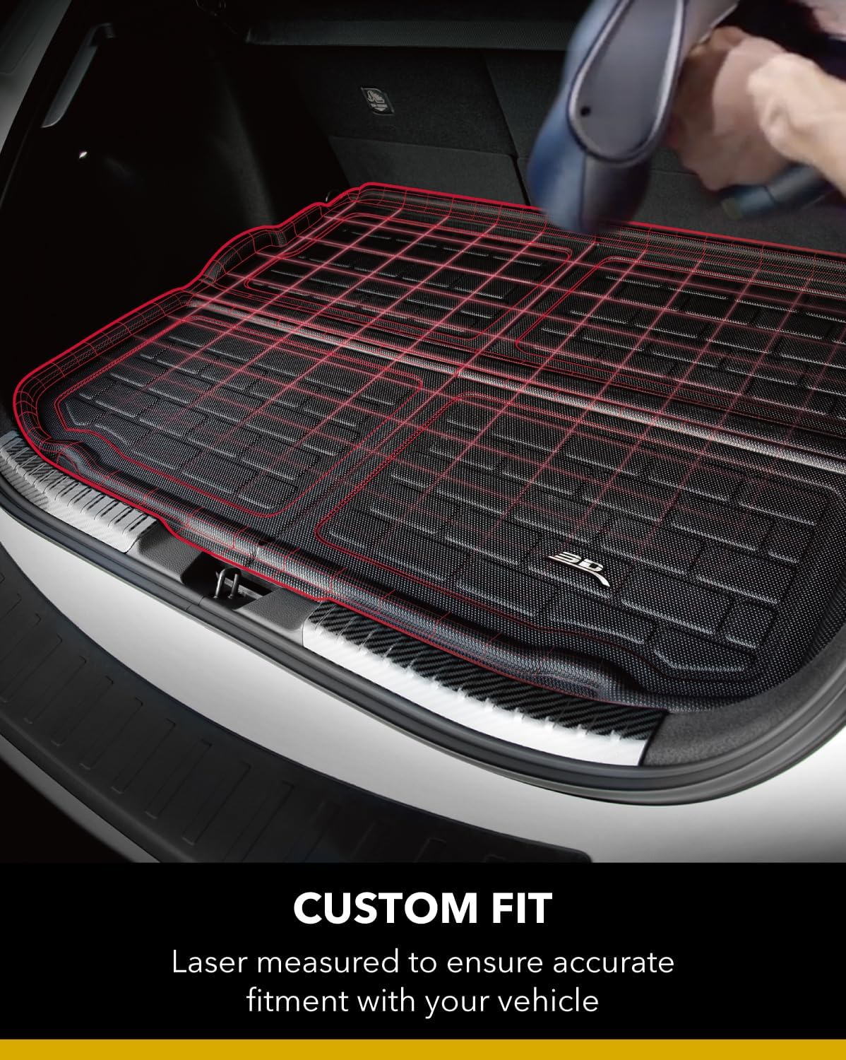 3D MAXpider Custom Fit Kagu Cross Fold Cargo Liner (Black) Compatible with Tesla Model X 6 & 7-Seat 2022-2025 - Behind 2nd Row