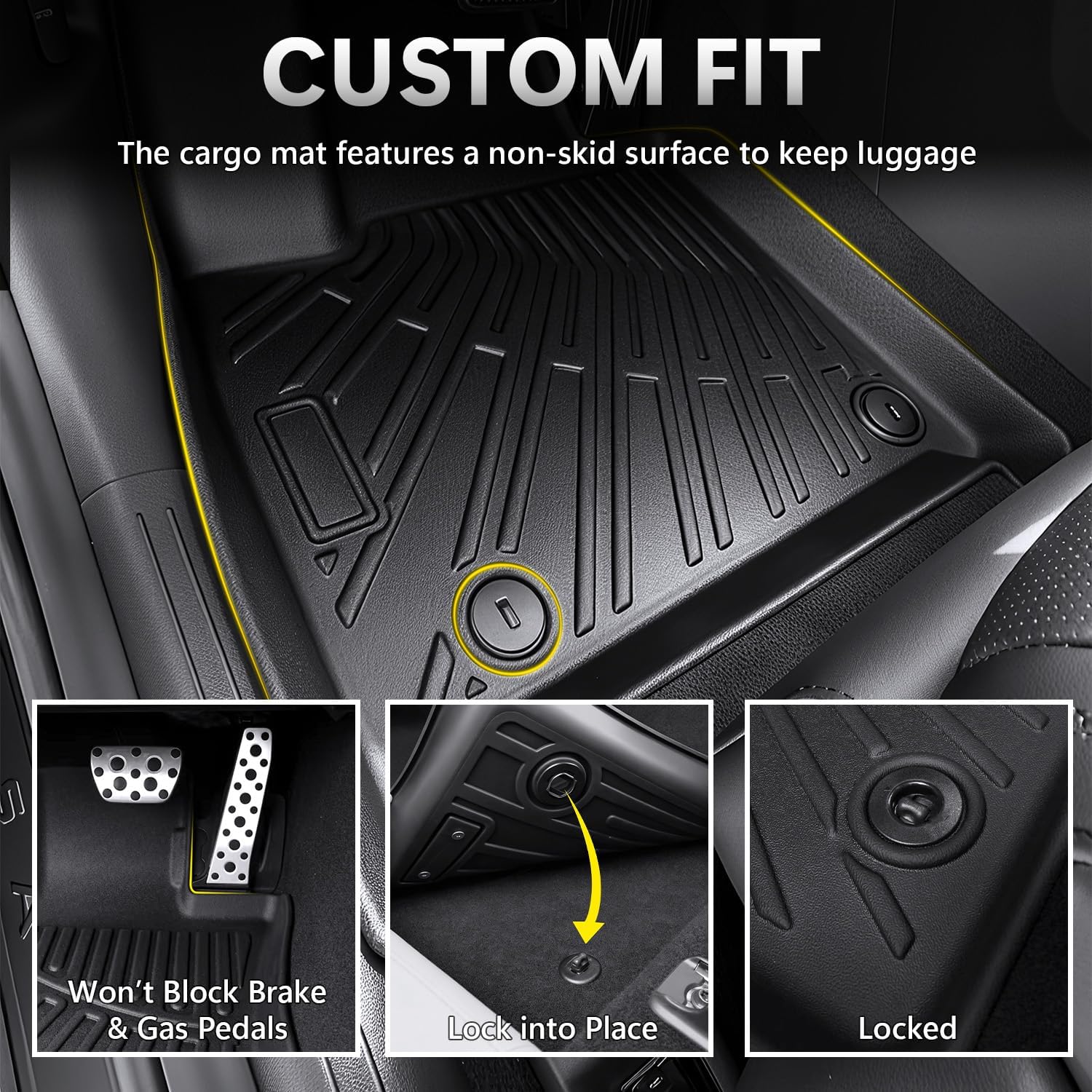 Floor Mats Compatible with Chevy Cruze 2011-2014,All Weather Protection Duarble TPE Cargo Liner Accessories Compatible with Chevy Cruze 2011 2012 2013 2014