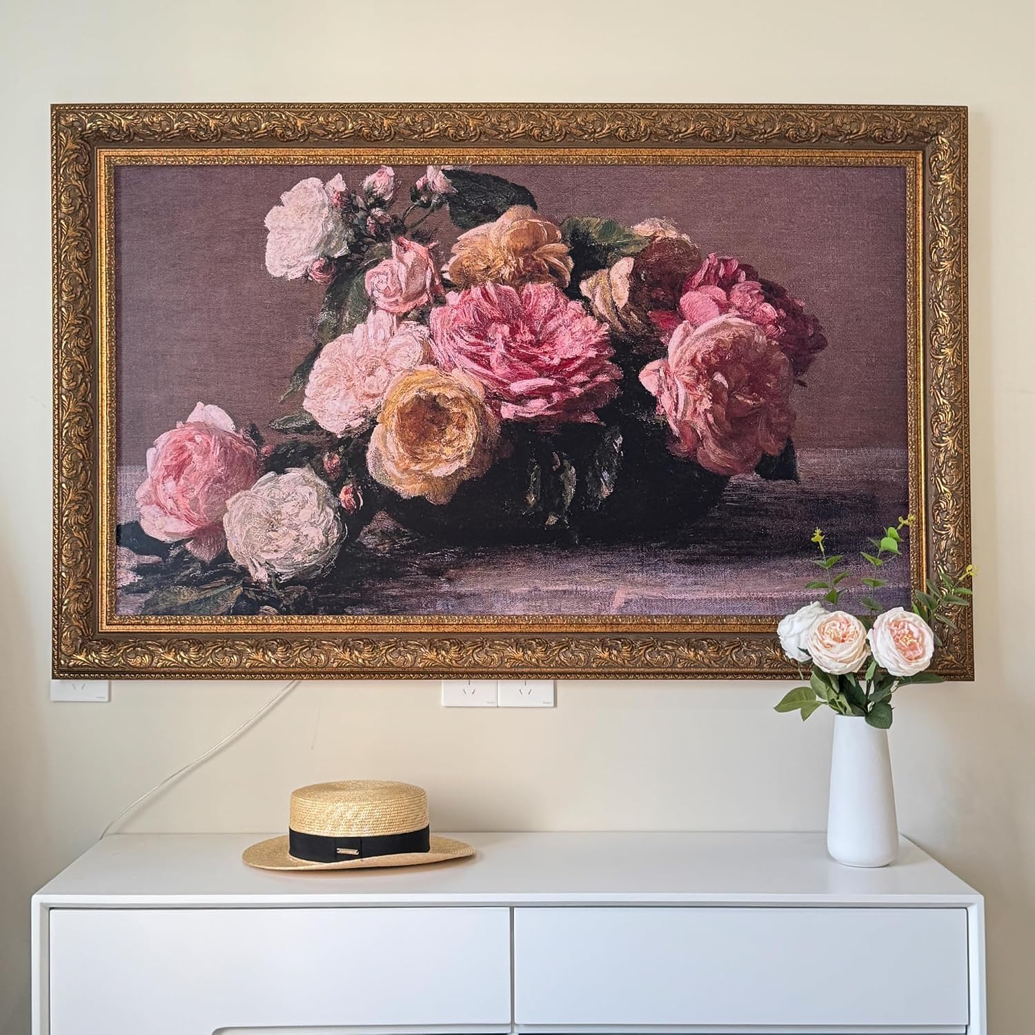 Classic Vintage Deep Gold 50' TV Frame - Compatible ONLY with Samsung The Frame TV (Fits 2021-2026 Models, Model Codes: 50LS03A/B/C/D/FA/HE)