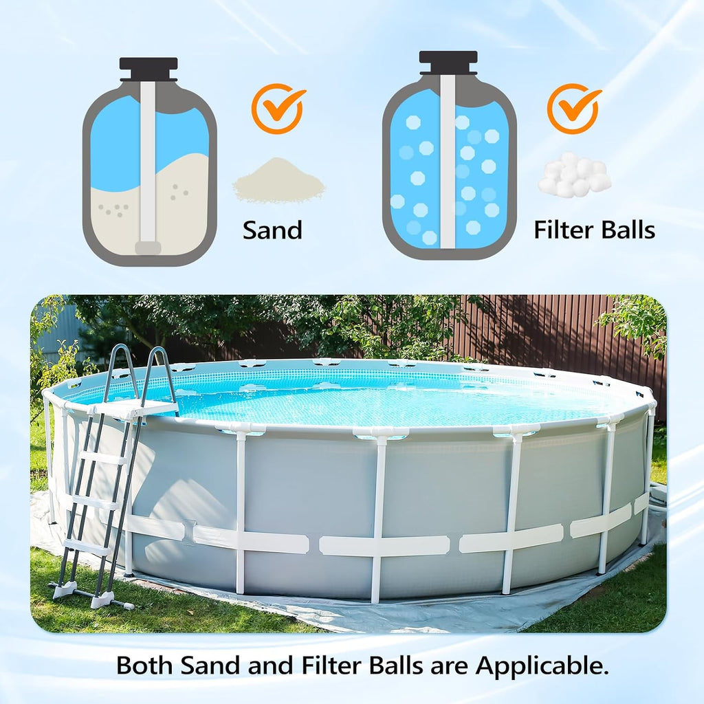 VINGLI 24 in Sand Filter Pump, 4227 GPH 1.5 HP Commercial Grade Heavy Duty Pool Filter Pump with 7-Way Valve for Large Above Ground & Inground Pools Up to 20000 Gallons