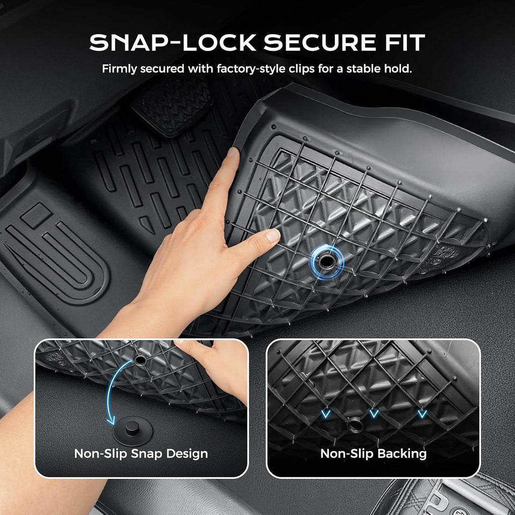 Coverado TPE Floor Mats for 2019-2024 Silverado 1500/Sierra Crew Cab, Driver Dual-Layer Anti-Slip&Split Rear Row, 1st&2nd Row Bucket Seat w/Rear Storage, All-Weather Liners, Not Fit LD/Bench/Regular