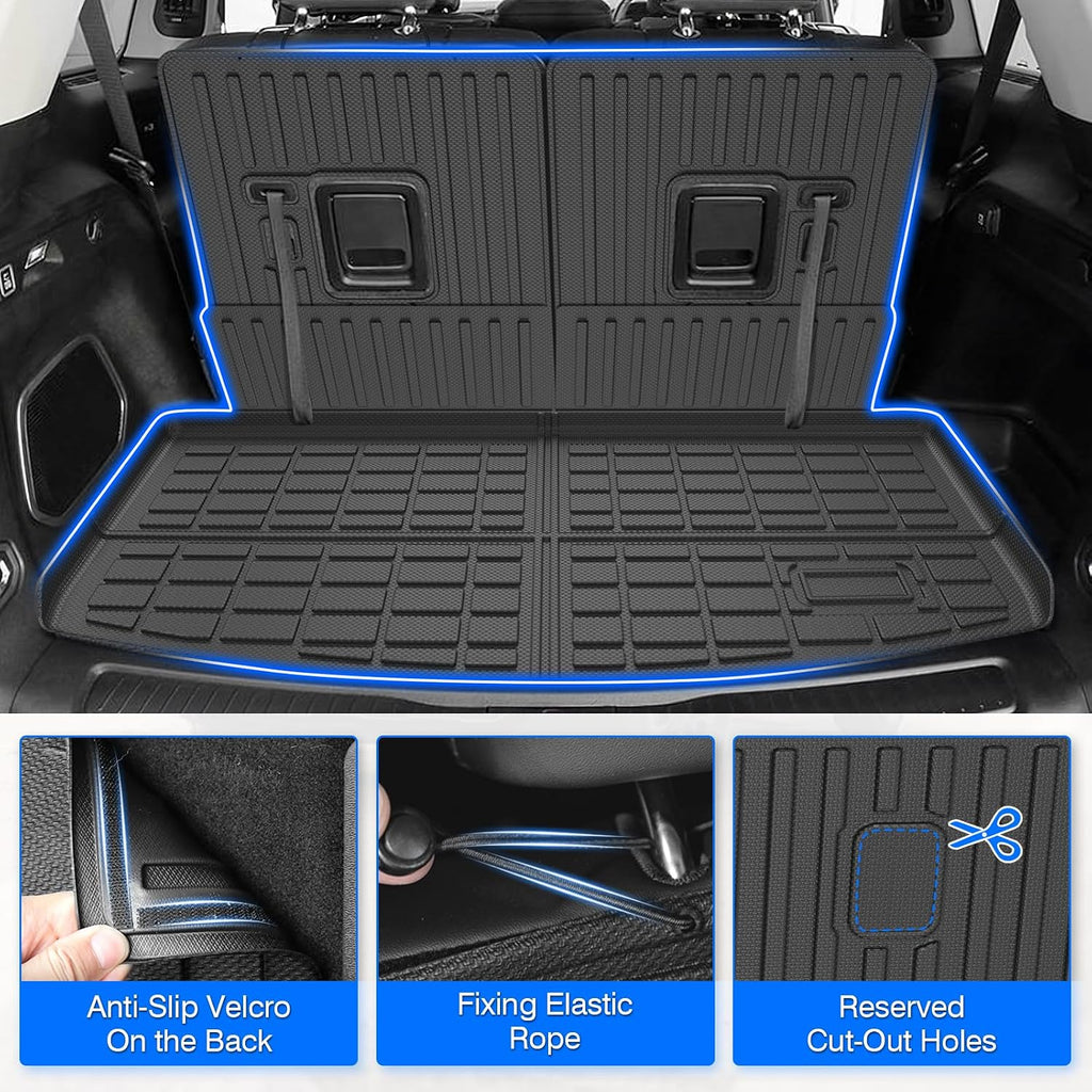 Floor Mats for Jeep Grand Cherokee L (6-Seater Without 2nd Row Center Console) 2021-2025 2026, All Weather Cargo Liner & Door Sill Guards for Grand Cherokee L Accessories, Car Accessories
