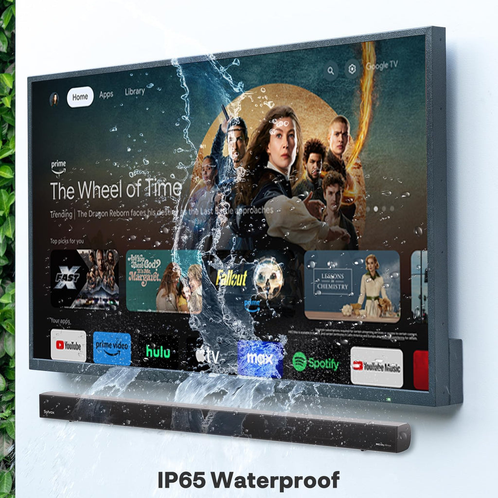 SYLVOX 65' Outdoor TV Bundle with S3 Dolby Atmos Soundbar & Wall Mount, 4K HDR Waterproof Smart TV (Deck Pro 3.0), 1000 Nits, 2.1 Channel 120W Audio, for Patio & Backyard