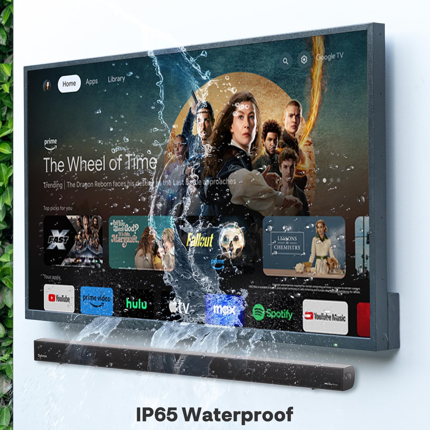 SYLVOX 65' Outdoor TV Bundle with S3 Dolby Atmos Soundbar & Wall Mount, 4K HDR Waterproof Smart TV (Deck Pro 3.0), 1000 Nits, 2.1 Channel 120W Audio, for Patio & Backyard