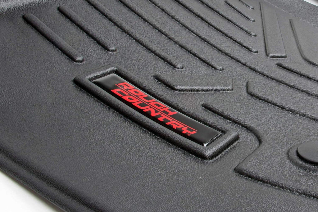 Rough Country All Weather Front Floor Mat for Chevy Silverado & GMC Sierra 1500/2500HD/3500HD (2014-2019) - Flexible Waterproof Front Mat for Half Length Floor Console