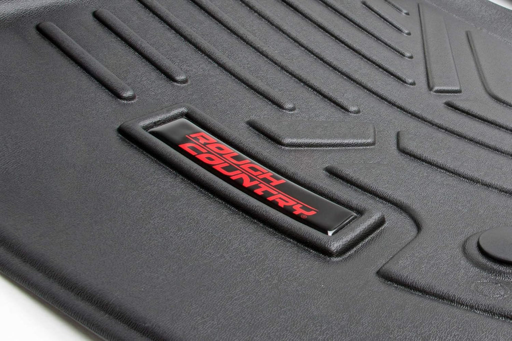 Rough Country Floor Mats for 2007-2013 Jeep Wrangler JK Unlimited - M-60712, Front | Rear, Black