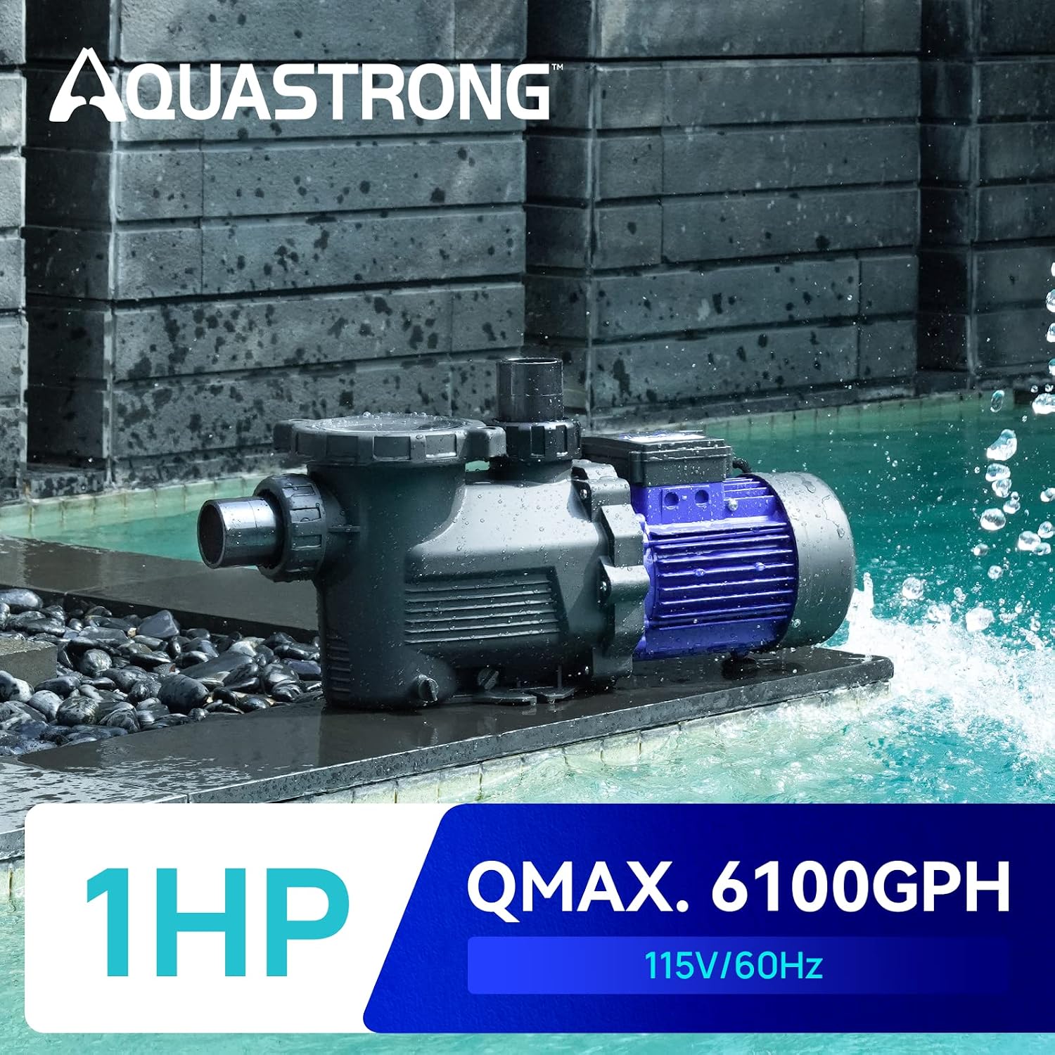 Aquastrong In/Above Ground Pool Pump High Flow Self Primming Swimming Pool Pump,Light Black