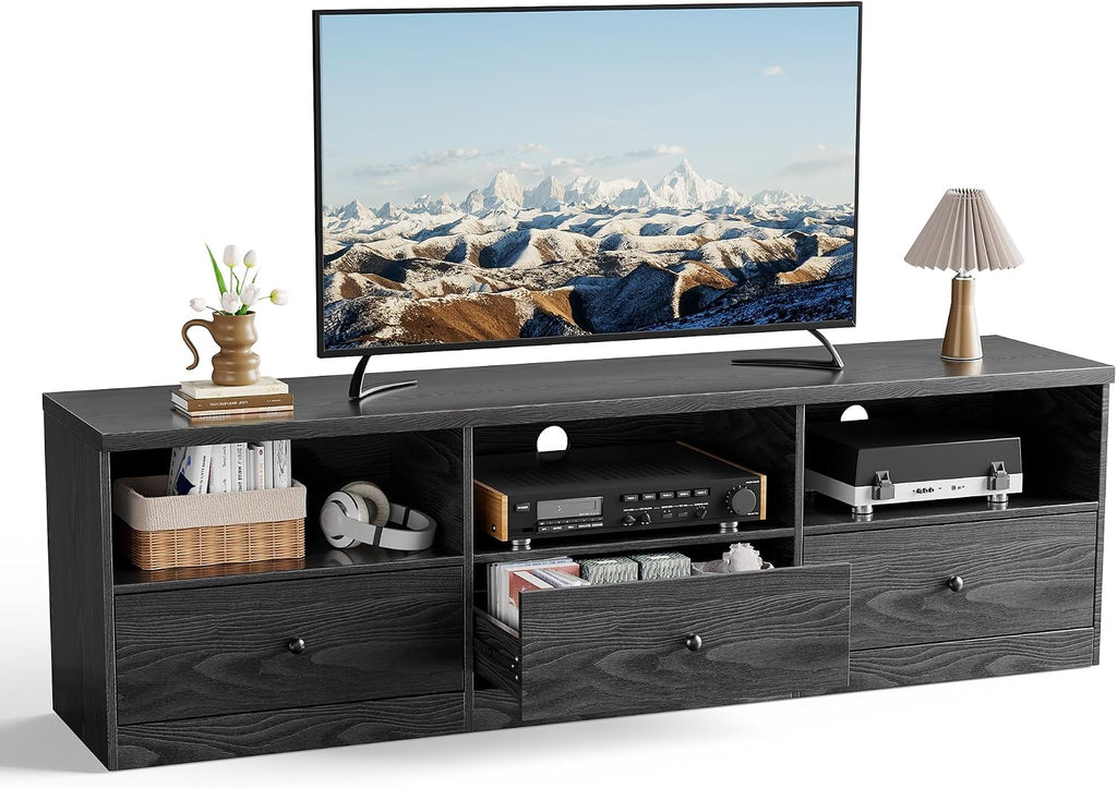 GarveeHome TV Stand for TVs Up to 80 in, Modern Entertainment Center with Large Open Shelf&Drawer&Cable Hole, Waterproof, Anti-Stain & Scratch-Resistant TV Media Console Cabinet for Living Room Office