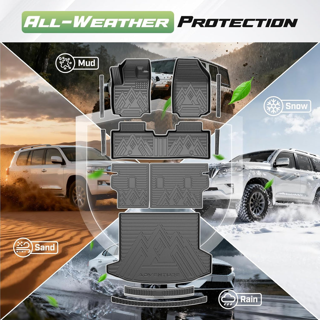 Floor Mats for 2025 2026 Chevrolet Equinox Gas (Not for EV) & GMC Terrain, All Weather Floor Mat & Cargo Liner & Door Sill Guards for Chevy Equinox Accessories, Heavy Duty Car Mats, Car Accessories
