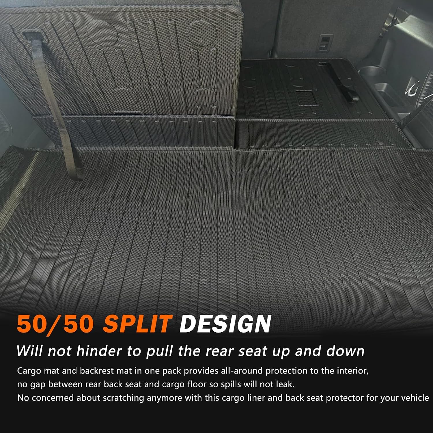 KUST Floor Mats Trunk Mat for 2020-2025 2026 Ford Explorer 7 Seats, Cargo Liner Backrest Mat for Explorer Accessories, TPE Rubber All Weather Protection High Edge (7 Seater Only)