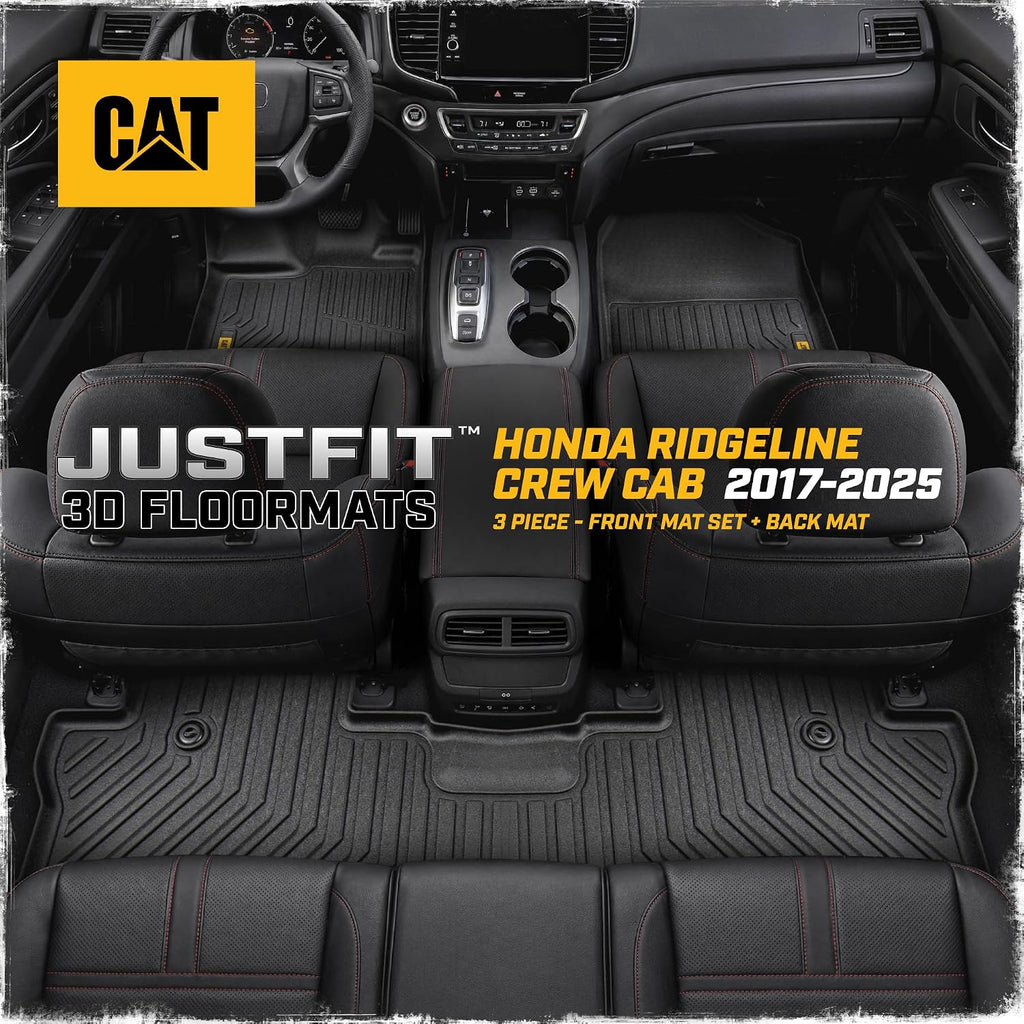 CAT® JustFit™ 3D Custom Fit Floor Mats for Honda Ridgeline 2017-2025, Heavy Duty All Weather Floor Liners Laser Measured, Honda Ridgeline Accessories
