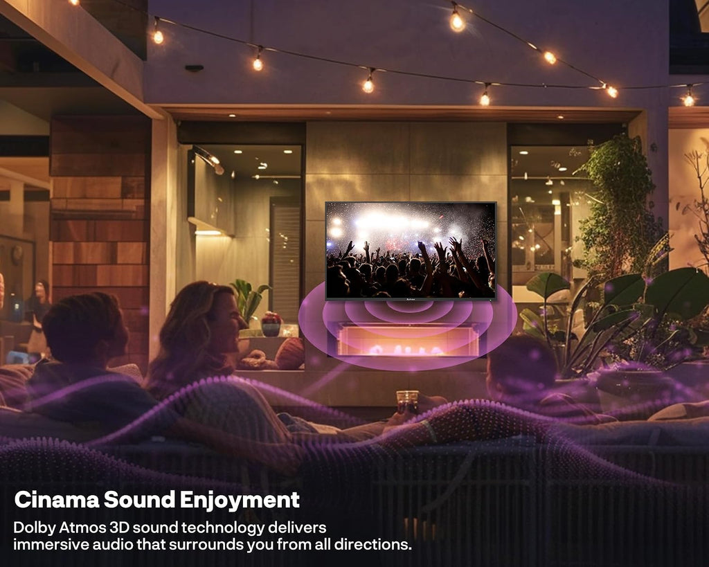 SYLVOX Outdoor TV with Rolling Stand, 65 inch Mini-LED QLED TVs for Outdoor Use, 3500nits Super High Brightness, 120Hz, IP55 Waterproof, Compatible with Google & Dolby Atmos (Cinema Pro/2025)