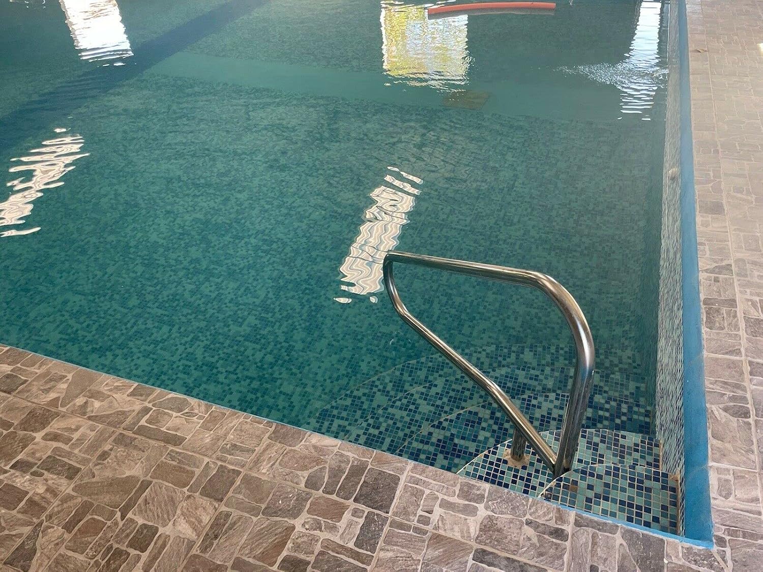 ECOTRIC 49-3/8'X35-3/8 Pool Handrail Deck Mounted Swimming Pool Step/Stair Rail 304 Stainless Steel Cross Brace 2 Packages