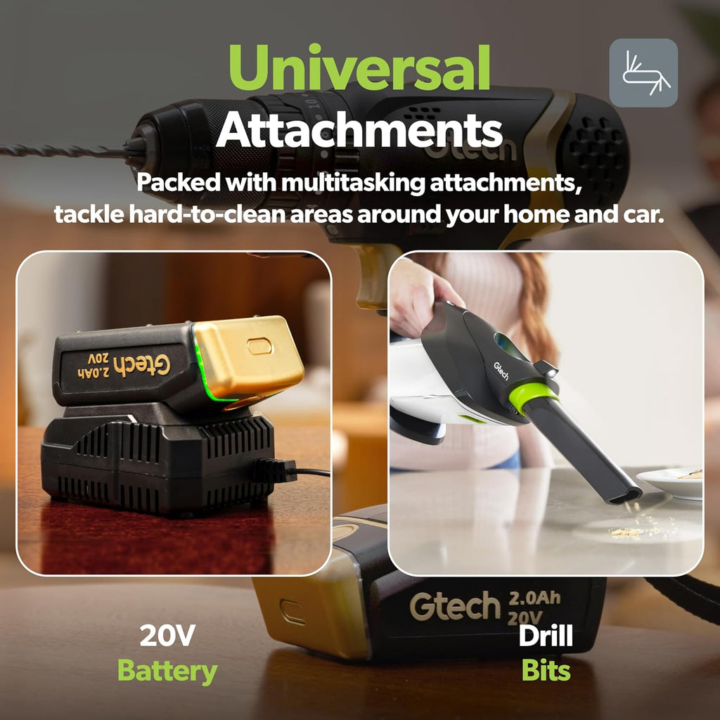 Gtech Combi Drill - Cordless Power Tool for DIY Projects, Home Tool Kit, and More - Includes Cordless Drill, Universal 20V Battery and Charger
