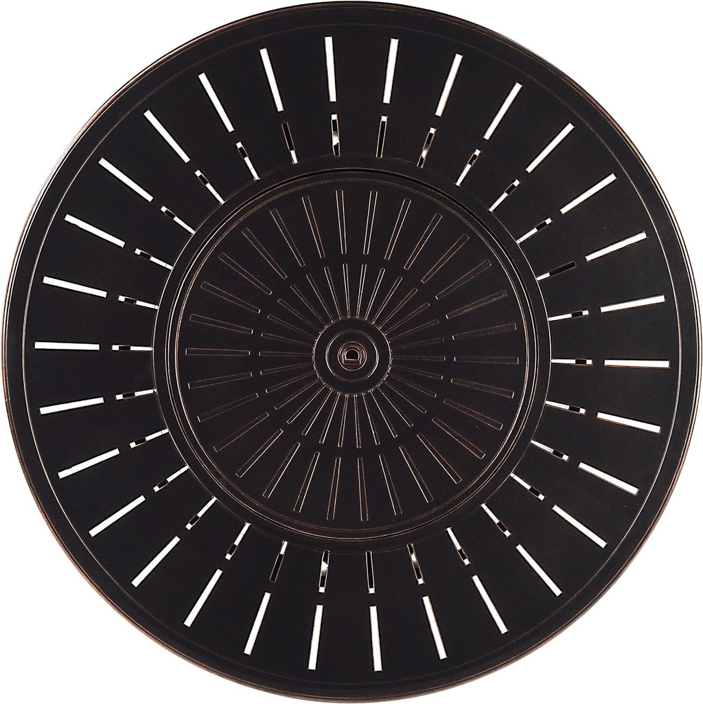 Oakland Living Aluminum 57,0000 BTU 44 in. Round Propane Black Fire Pit Table with Fire Beads, Lid, Propane Tank Cover and Table Fabric Covers in Copper Finish, (AZNOBU-FPT-AC)