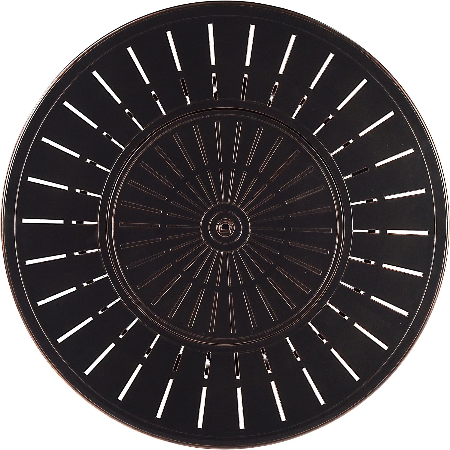 Oakland Living Aluminum 57,0000 BTU 44 in. Round Propane Black Fire Pit Table with Fire Beads, Lid, Propane Tank Cover and Table Fabric Covers in Copper Finish, (AZNOBU-FPT-AC)