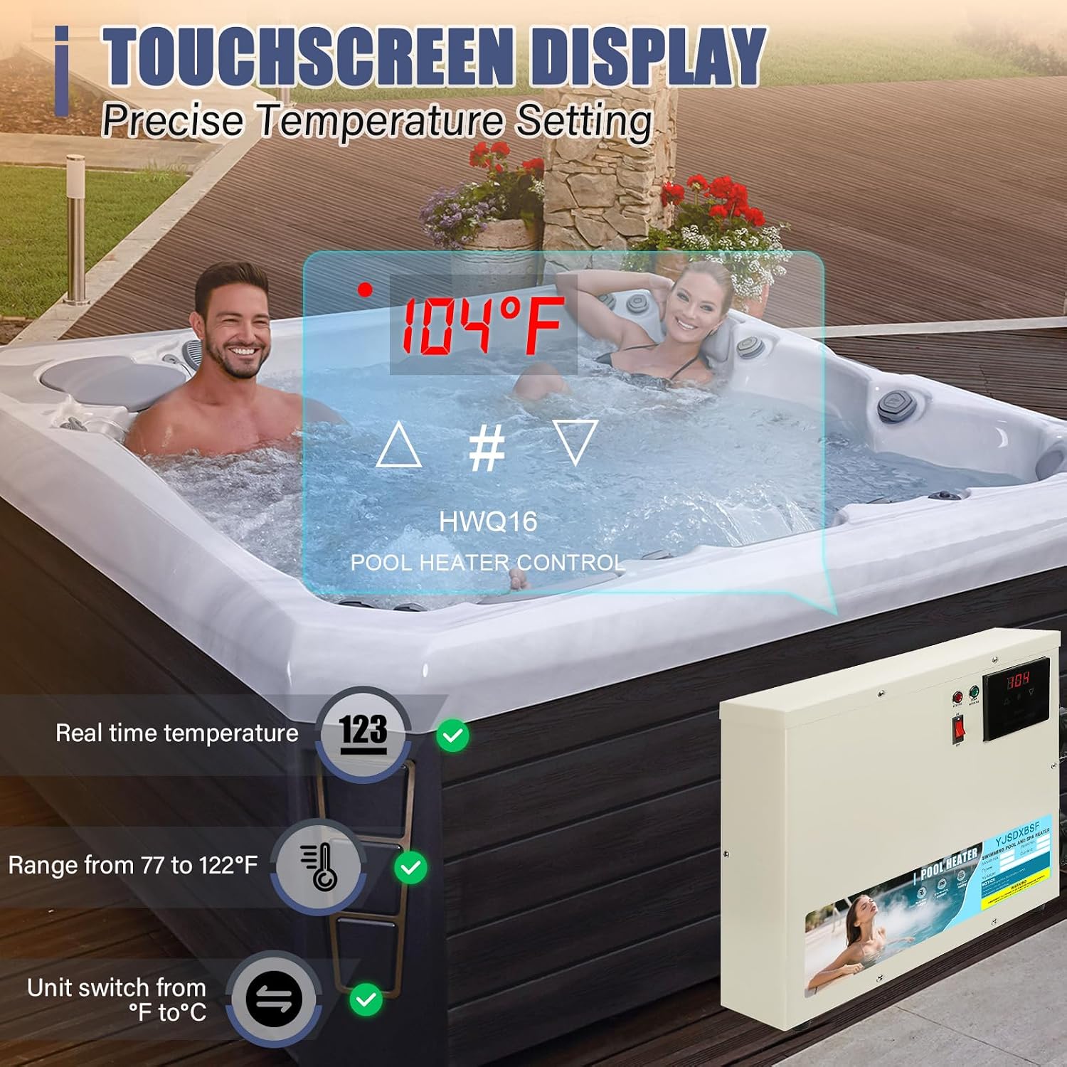 18KW 220V-240V Pool Heater for Above Ground Pools, Hot Tubs & Spas