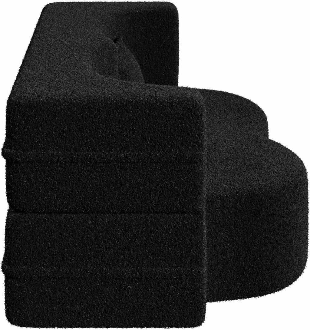 Ball & Cast 78' Floor Sofa Bed with 2 Pillows,Convertible Teddy Fabric Foam-Filled Sleeper Sofa Bed,Pull Out Couch Full Size Folding Mattress for Living Room,Playroom,No Assembly Required,Black