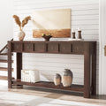 IDEALHOUSE 54inch Rustic Wooden Entryway Table with 2 Drawers & Open Shelf – Farmhouse Console Sofa Table for Hallway, Foyer & Living Room, Brown