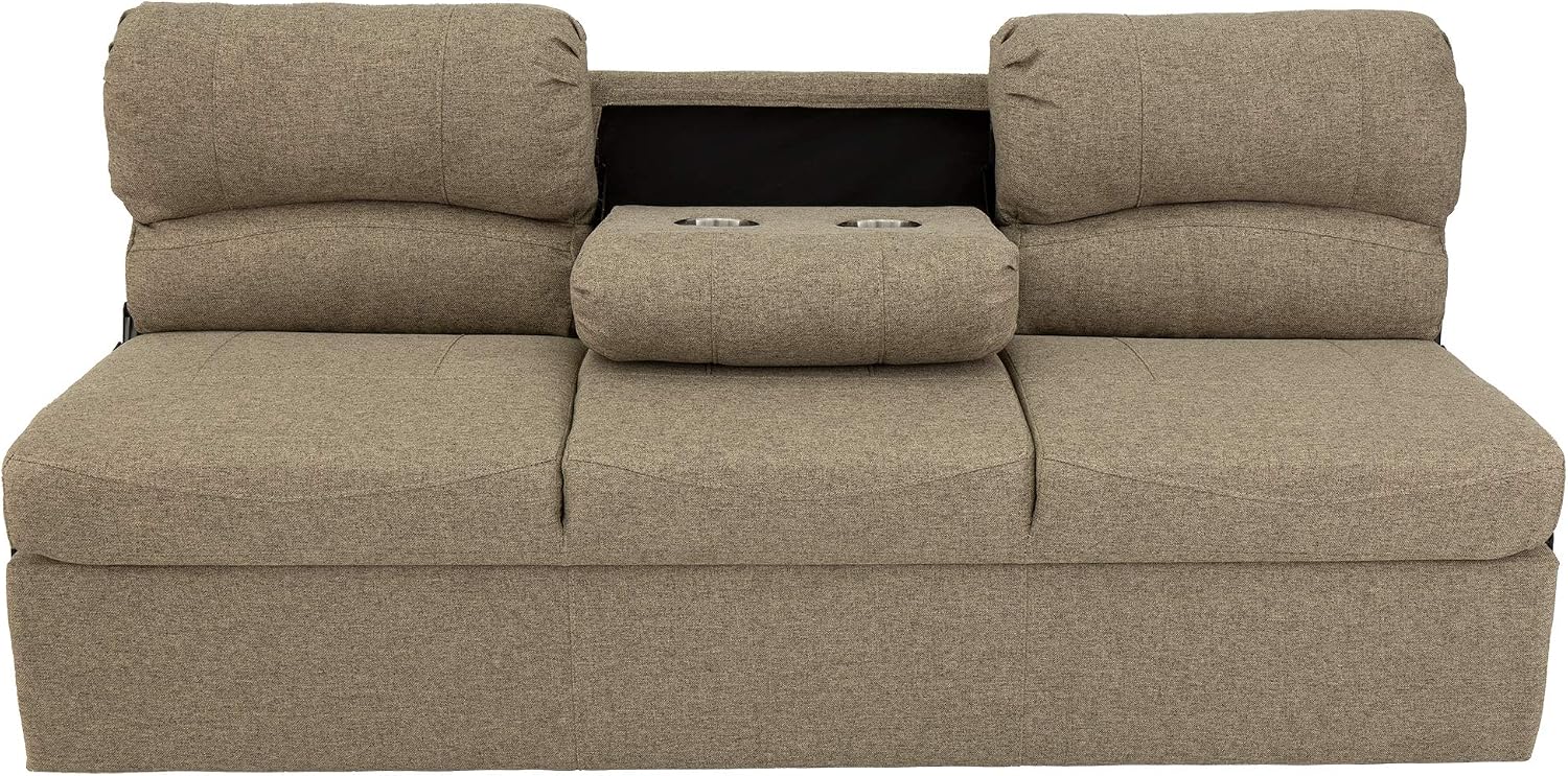 RecPro 68' RV Jackknife Sleeper Sofa with Drop-Down Console | Cloth Fabric | 2 Colors to Choose from | Furniture for RV and Camper (Oatmeal Cloth)