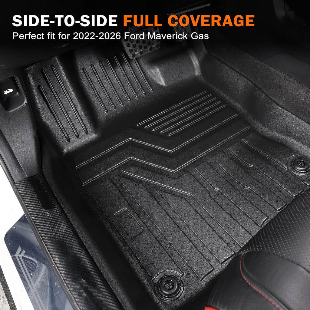 KUST Floor Mats Truck Bed Liner for 2022-2025 2026 Ford Maverick Accessories (Gas Only), 4.5FT Bed Mat & All Weather Floor Liners & Tailgate Mat, Full Set Truck Mats TPE Rubber, Raised Edge