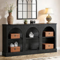 Tribesigns Wooden Narrow Entryway Table with 3-Tier Storage Shelf, 63' Long Modern Farmhouse Sofa Console Table for Hallway, Living Room, Entrance, or Bedroom (Black)