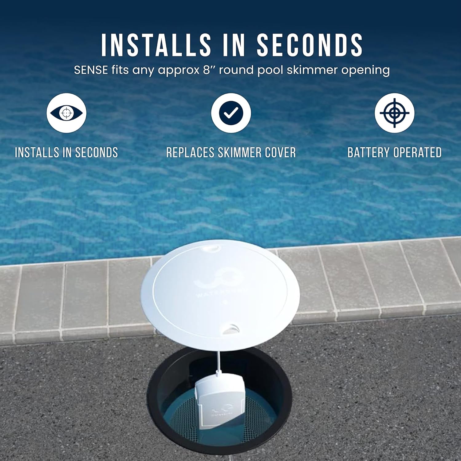 WaterGuru Sense S2 Smart Pool Monitor – Digital Pool & Spa Water Tester for Chlorine, pH, CYA & Alkalinity – Wi-Fi Enabled – Includes C5 Cassette, Float Ring & Batteries