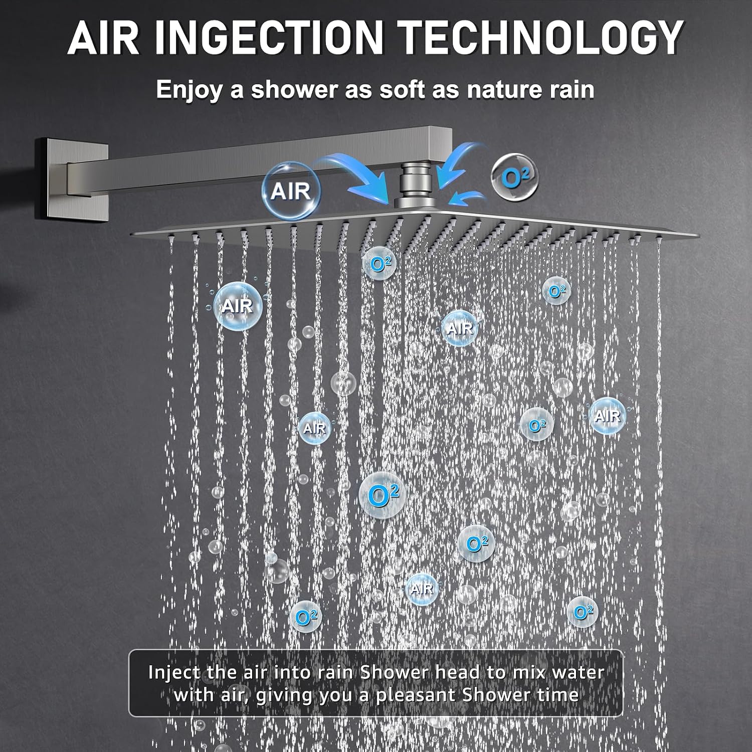 Iriber 12-Inch Rainfall Shower System with Handheld Combo, Brushed Nickel Finish, High Pressure Brass Shower Set
