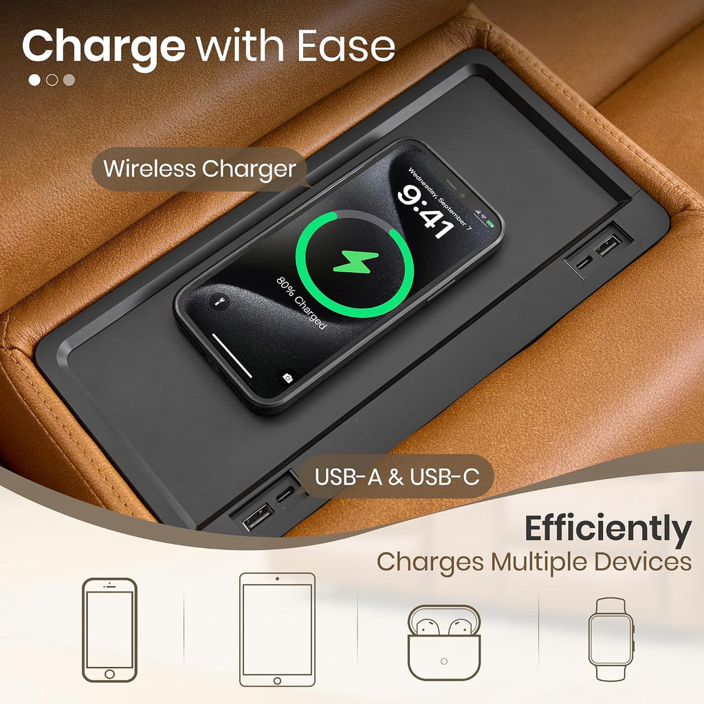 Power Recliner Loveseat, Electric Reclining Sofa with Wireless Charger, Wall Hugger Loveseat Recliner with Extended Footrest, 2-Seater Couch for Living Room, RV & Office (Brown)