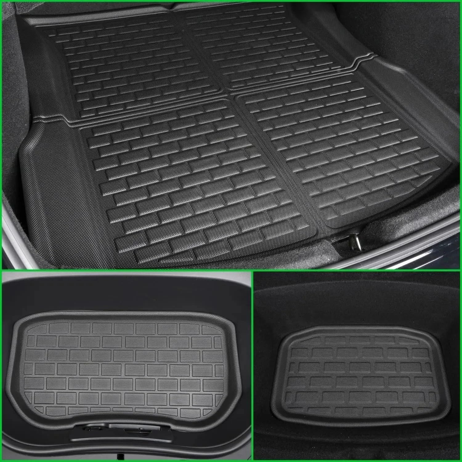 3D Floor Mats Compatible with Tesla Model 3 Highland 2024, All Weather WP LHD XPE Front Rear Trunk Cargo Liner Mat Accessories(4PCS Floor Mats)