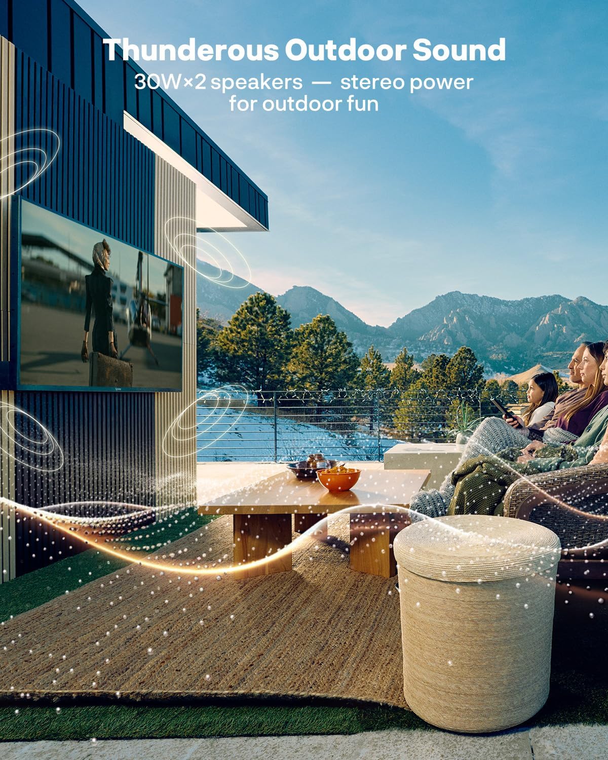 SYLVOX Outdoor TV, 55-Inch Helio QLED Mini LED TV 120Hz, 2000 Nits, IP56 Waterproof, Anti-Glare, Dolby Atmos Speakers 30W*2, Smart Television for Patio, Backyard & Full Sun Areas (Cinema Series)