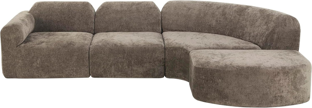 Christopher Knight Home Midel 111' Modular L-Shape Sofa Couch with Chaise Lounge, Modern Boneless Sofa for Living Room, Fabric Upholstered Cloud Couch with Deep Seat, Dark Brown