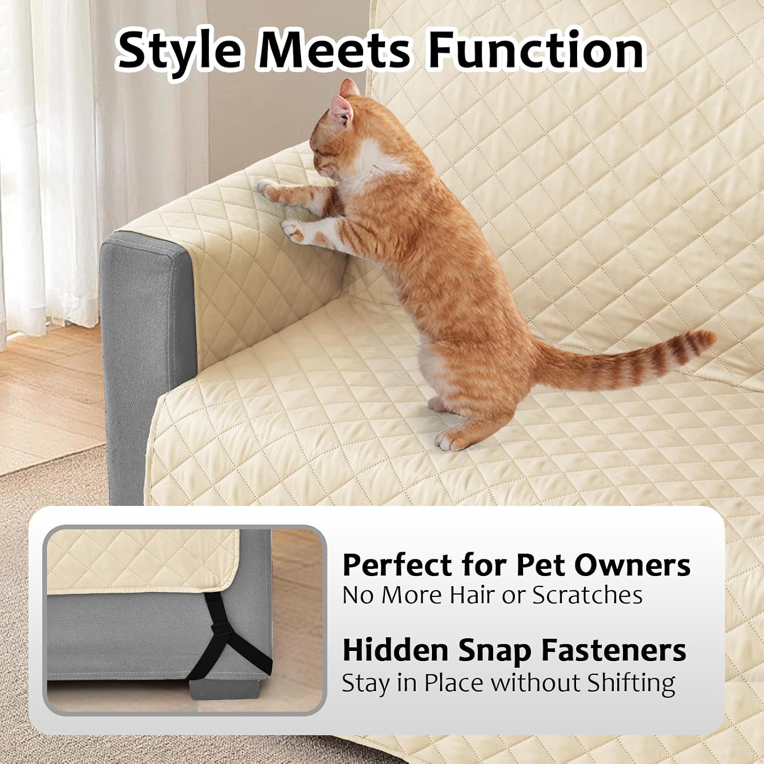 Waterproof Sectional Couch Covers L Shape Sectional Sofa Covers for Pets Washable Non-Slip 6PCS U Shaped Sofa Slipcovers Dog Couch Cover Corner Furniture Protector (Large, Beige)